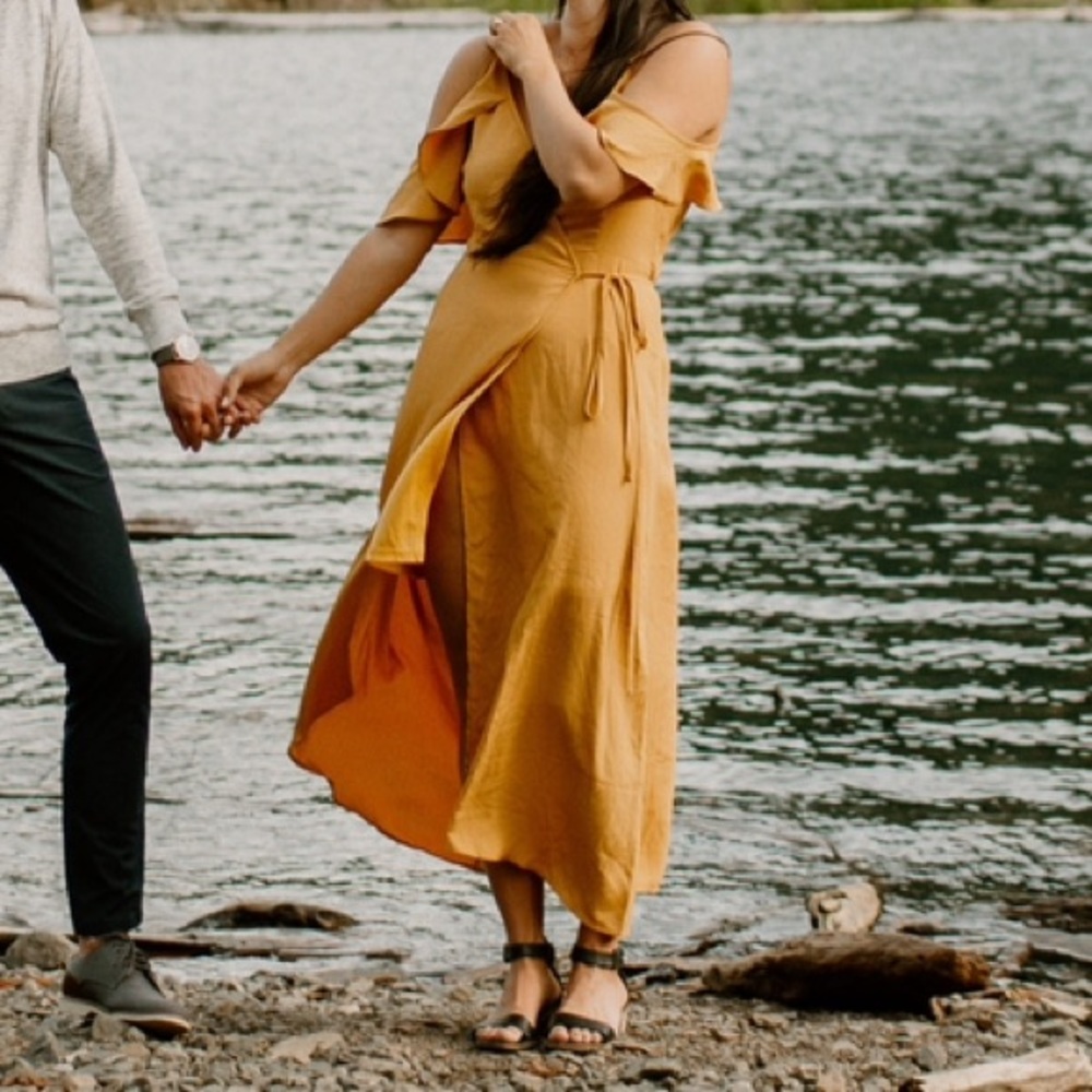 Carly Jean Los Angeles Mustard Wrap Dress - Picture 5 of 5